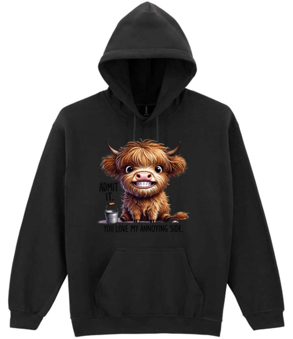 Admit it Highland Cow Design Hooded Sweatshirt (printed) - Image 2