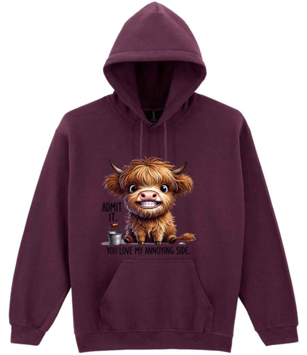 Admit it Highland Cow Design Hooded Sweatshirt (printed) - Image 3
