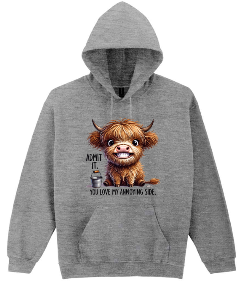 Admit it Highland Cow Design Hooded Sweatshirt (printed) - Image 4
