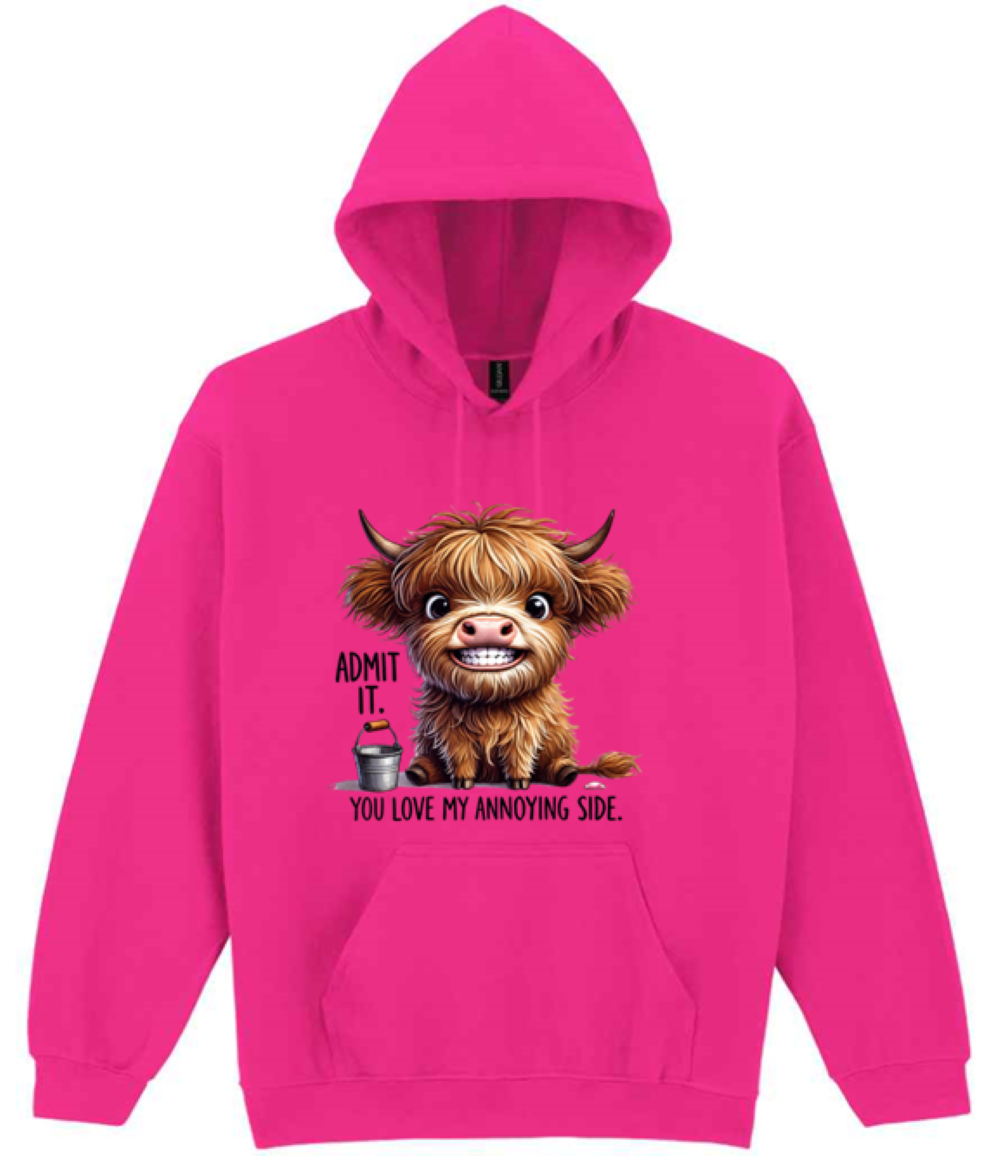 Admit it Highland Cow Design Hooded Sweatshirt (printed) - Image 5