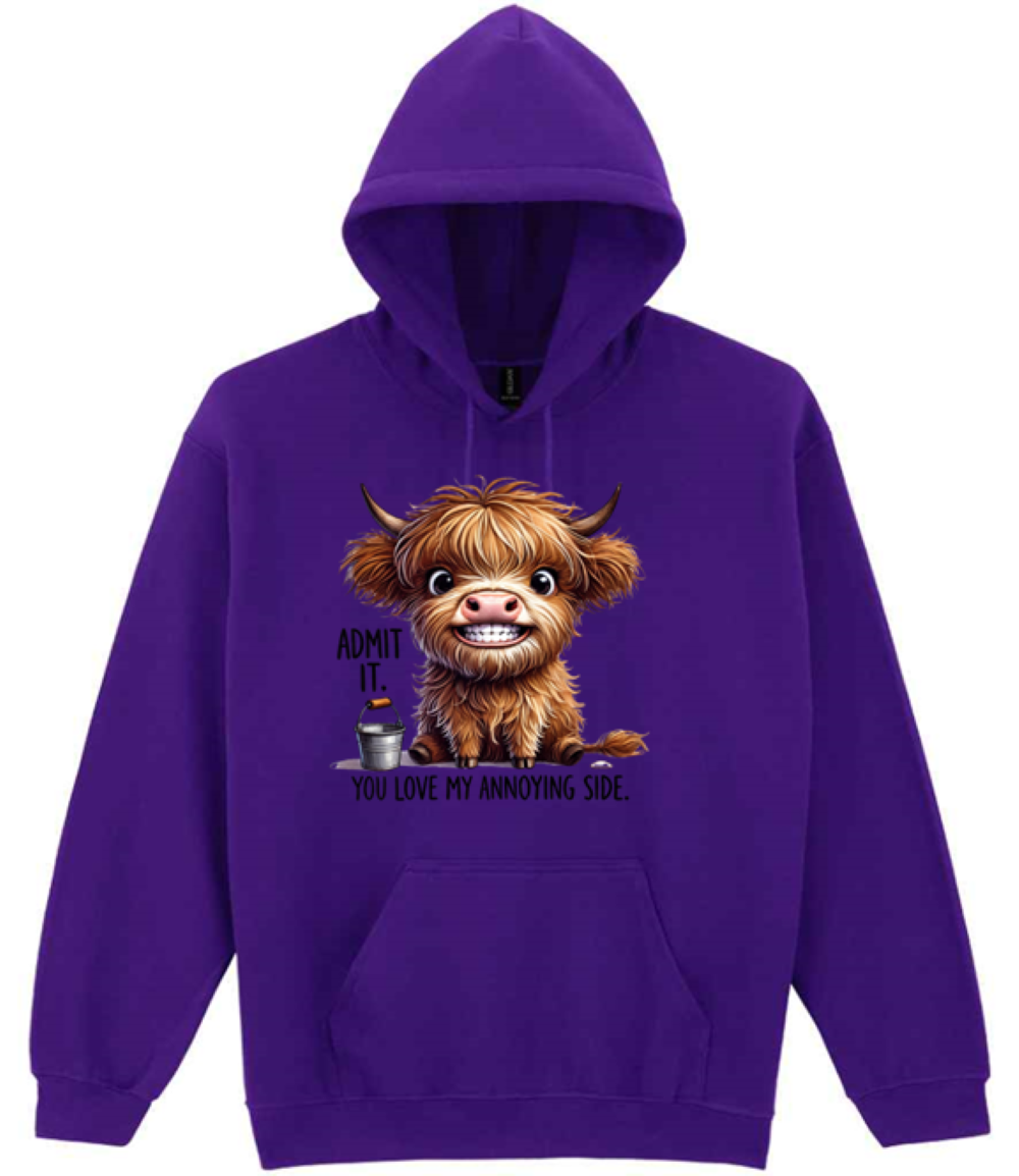 Admit it Highland Cow Design Hooded Sweatshirt (printed) - Image 9