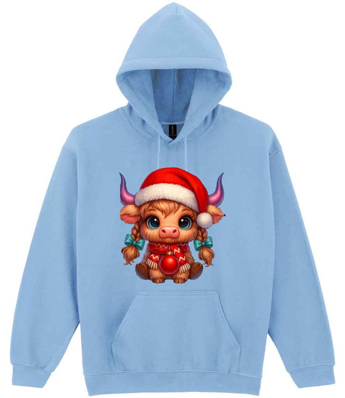 Christmas Highland Cow Hooded Sweatshirt (printed) - Image 6