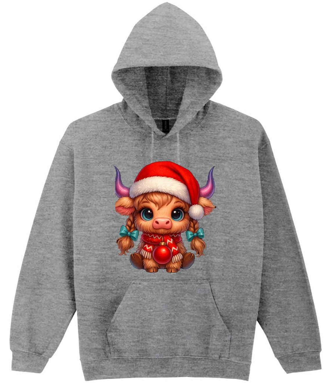 Christmas Highland Cow Hooded Sweatshirt (printed) - Image 4