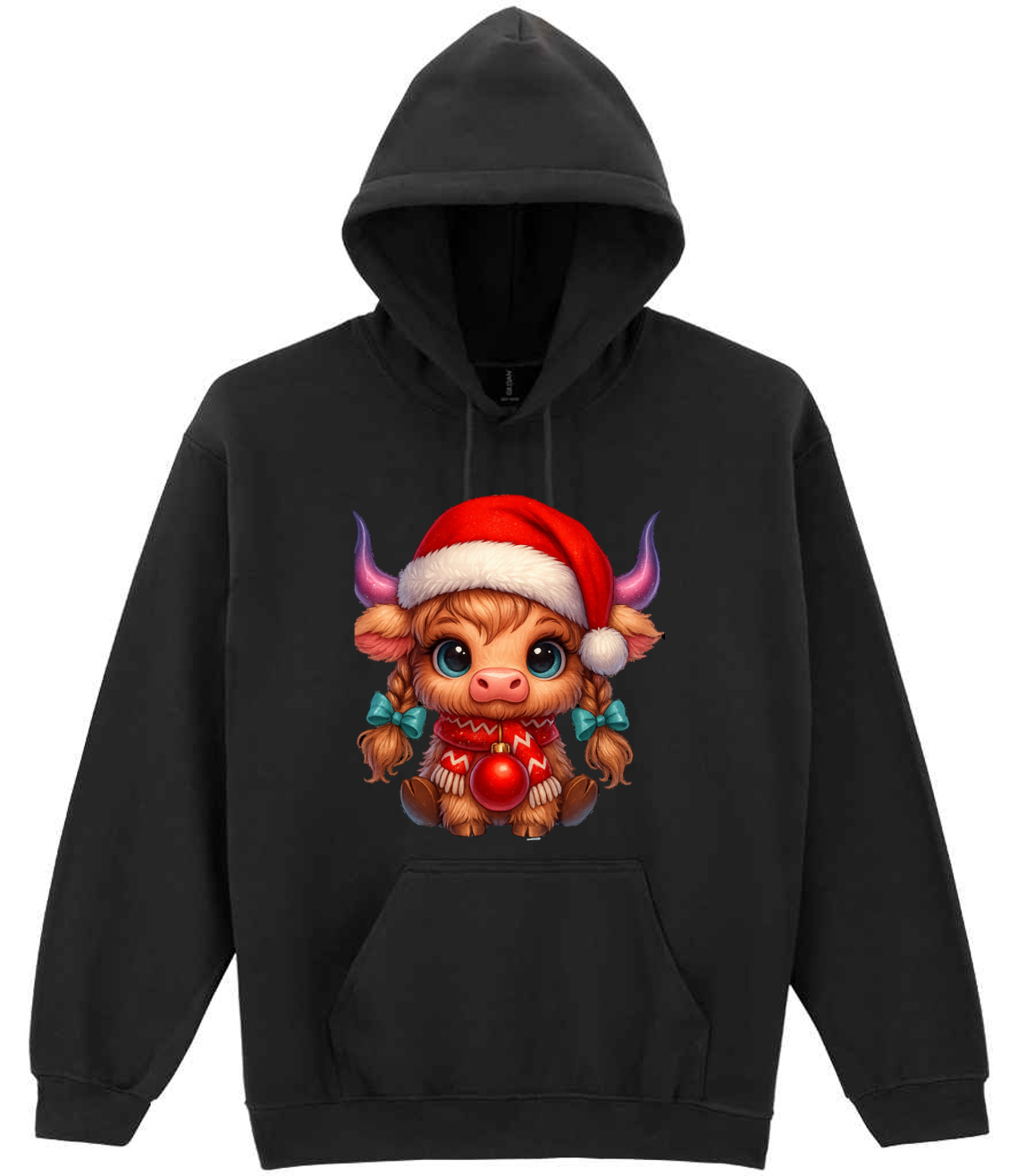 Christmas Highland Cow Hooded Sweatshirt (printed) - Image 3